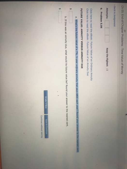 Solved Ch 05: End-of-Chapter Problems- Time Value of Money