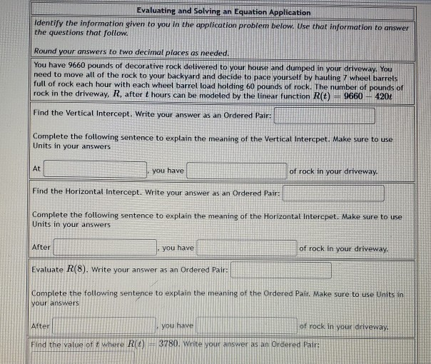 Solved Evaluating and Solving an Equation Application