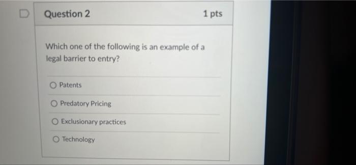 Solved D Question 2 1 pts Which one of the following is an | Chegg.com