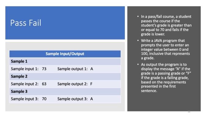Solved Pass Fail . Sample Input/Output Sample 1 Sample input | Chegg.com