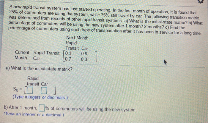 Solved: A New Rapid Transit System Has Just Started Operat... | Chegg.com