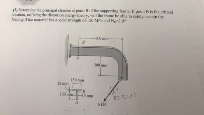 Solved (3) Determine The Principal Stresses At Point B Of | Chegg.com