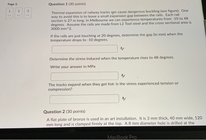 Solved Page 1: Question 1 (30 points) Thermal expansion of | Chegg.com