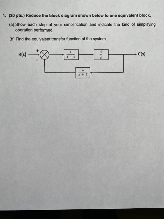 Solved 1. (20 pts.) Reduce the block diagram shown below to | Chegg.com