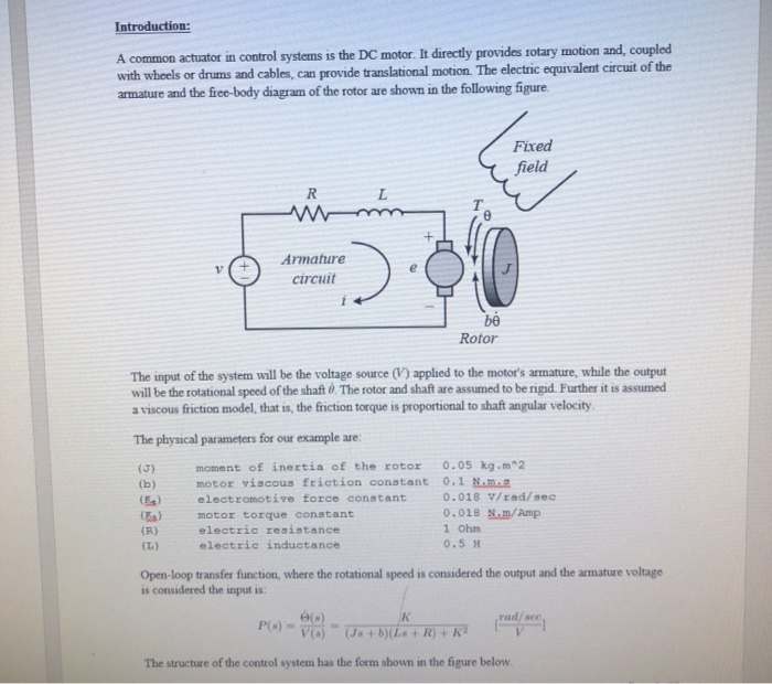 Introduction: A common actuator in control systems is | Chegg.com