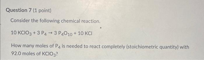 Solved Consider The Following Chemical Reaction. | Chegg.com