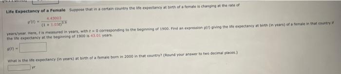 Solved Life expectancy of a Female Suppose that in a certain | Chegg.com