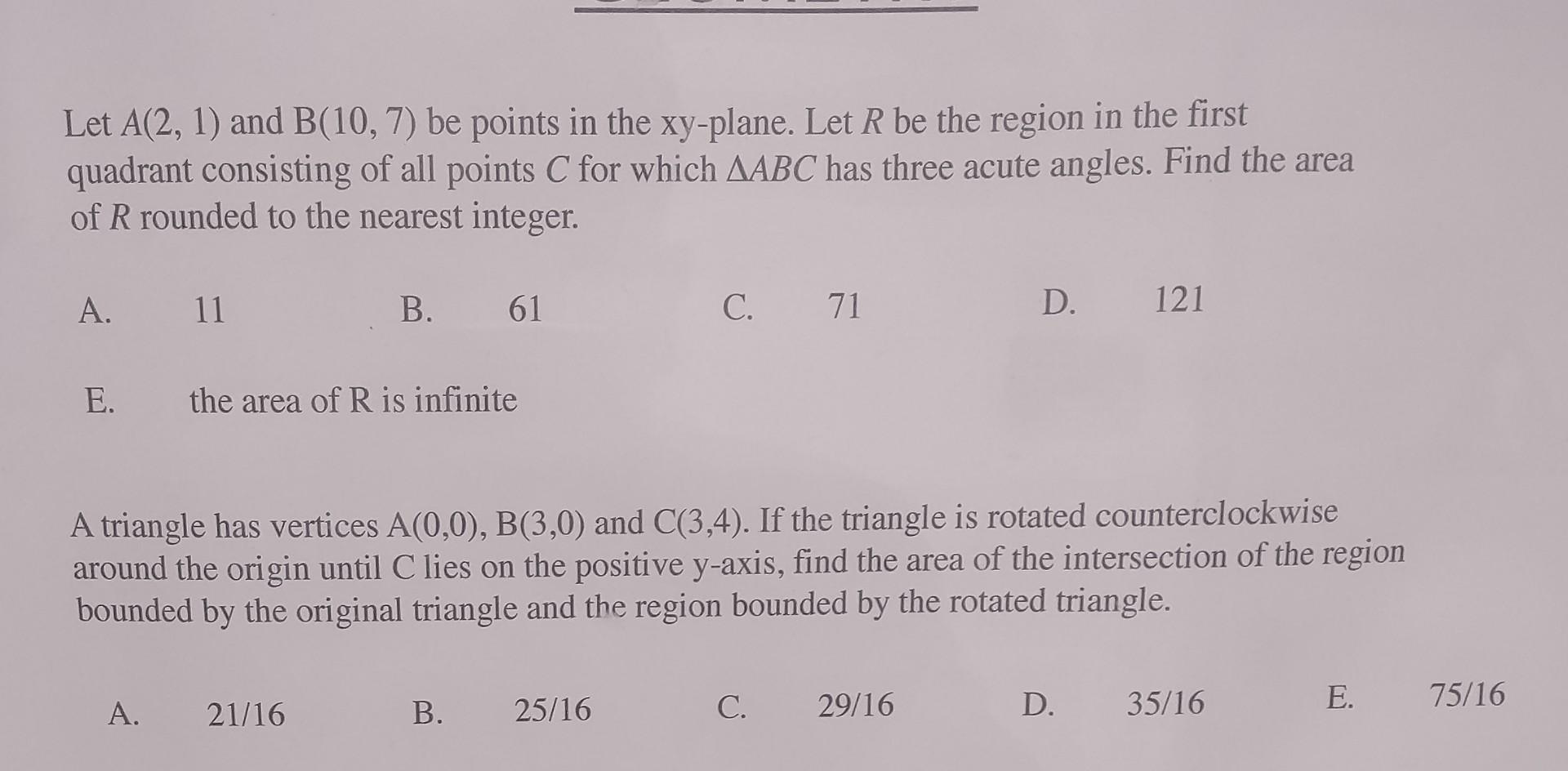 Solved Let A(2,1) And B(10,7) Be Points In The Xy-plane. Let | Chegg.com