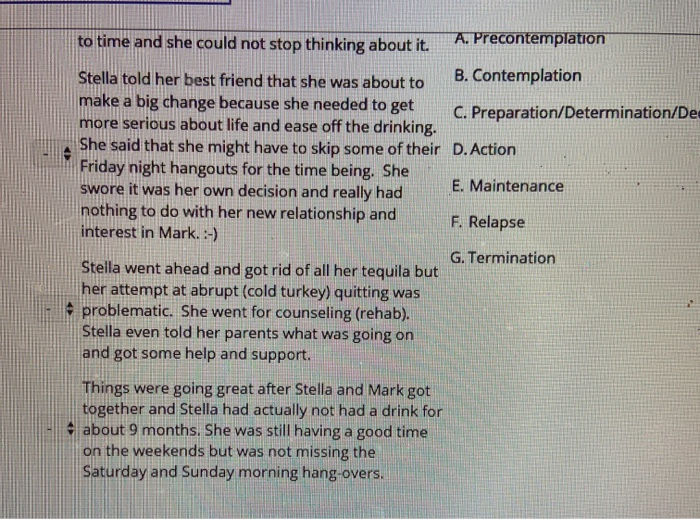 Solved Match the stage of change with the descriptions | Chegg.com