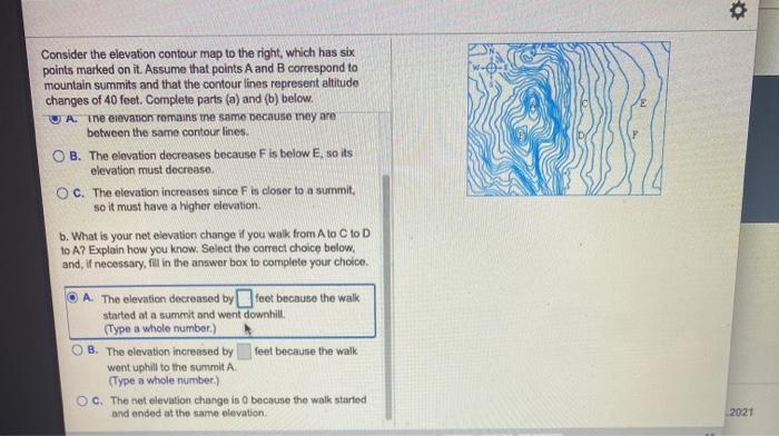 Solved Consider The Elevation Contour Map To The Right, | Chegg.com