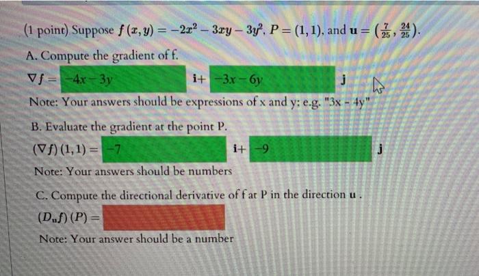 Solved 1 Point Suppose F X Y 2 2 3xy 3y P