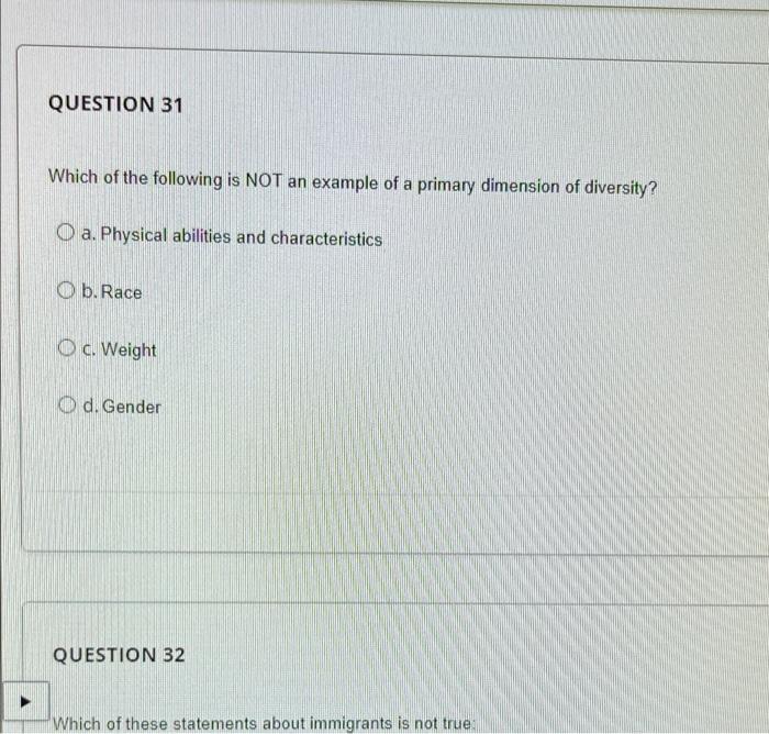 Solved QUESTION 31 Which of the following is NOT an example | Chegg.com