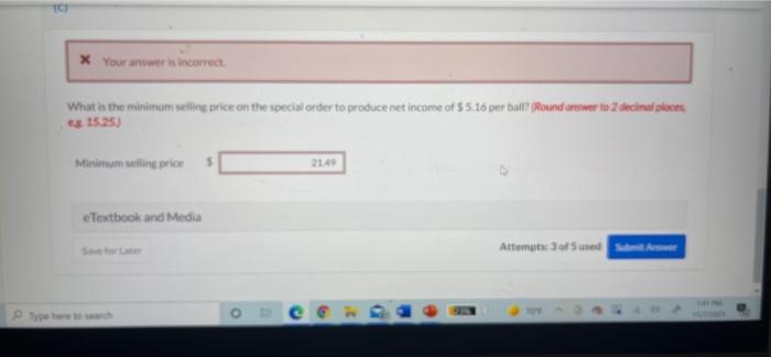 Solved Question 1 of 5 3.3878 E Fixed costs for the | Chegg.com