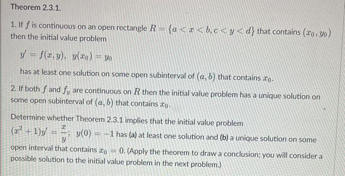 Solved 1. If f is continuous on an open rectangle R={a | Chegg.com