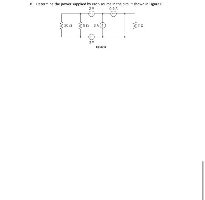 Solved 8. Determine the power supplied by each source in the | Chegg.com