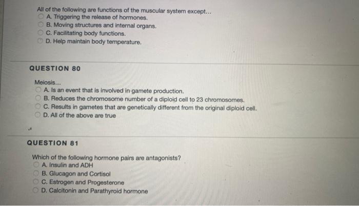 Solved All of the following are functions of the muscular | Chegg.com