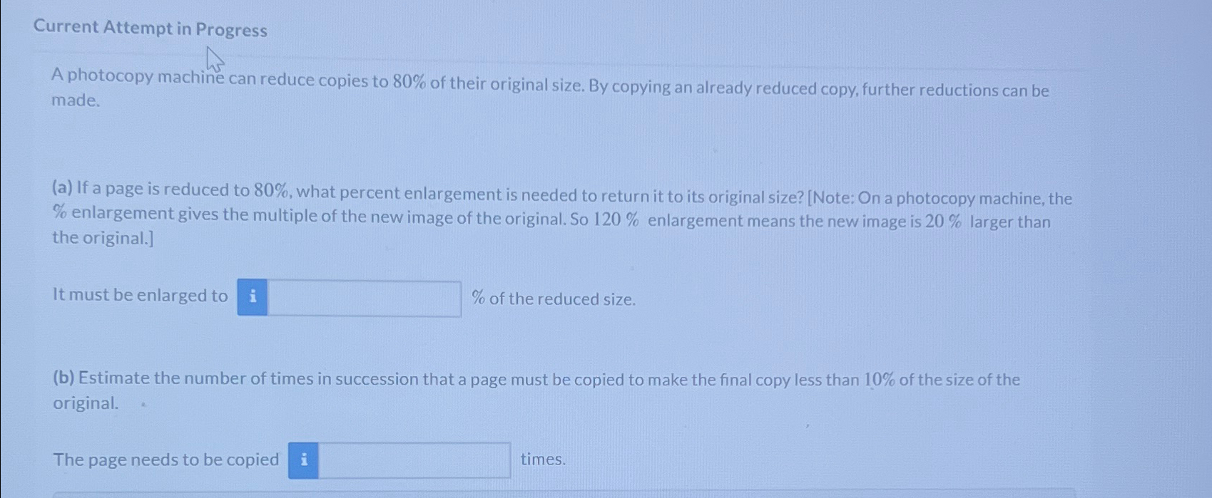 Solved Current Attempt in ProgressA photocopy machine can | Chegg.com