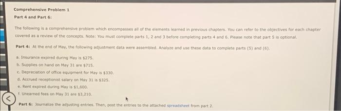 Comprehensive Problem 1 Part 4 And Part 6: The | Chegg.com