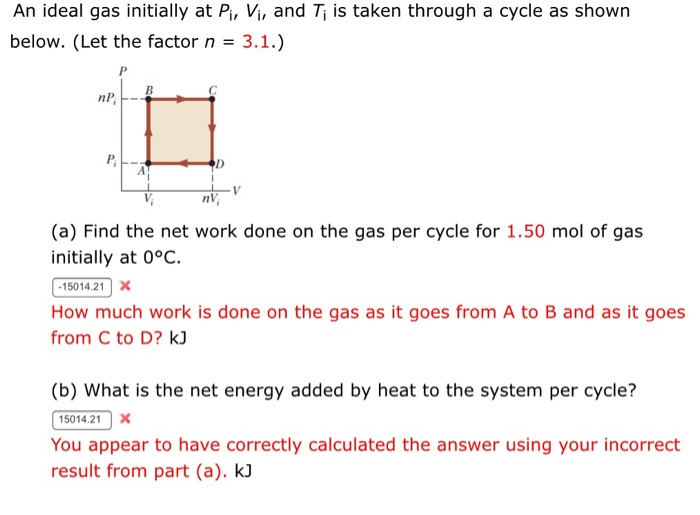 Solved An ideal gas initially at Pi, Vi, and Ti is taken