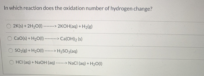 oxidation number of hydrogen in oh-