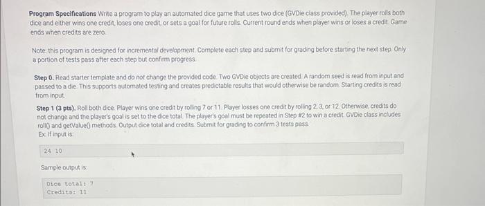 Solved Program Specifications Write a program to play an | Chegg.com