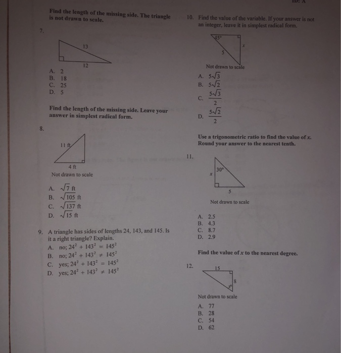 Solved Find The Length Of The Missing Side. The Triangle Is | Chegg.com