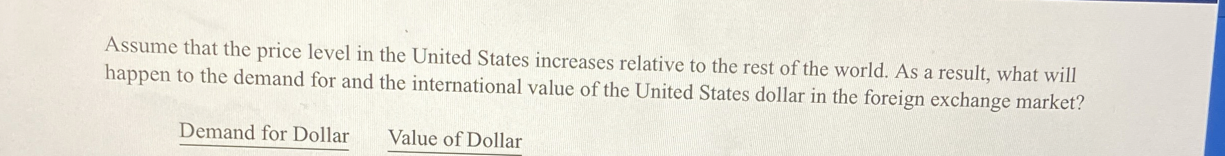 Solved Assume that the price level in the United States | Chegg.com