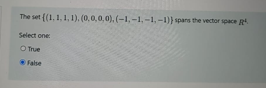 Solved The set {(1,1,1,1),(0,0,0,0),(-1,-1,-1,-1)} ﻿spans | Chegg.com