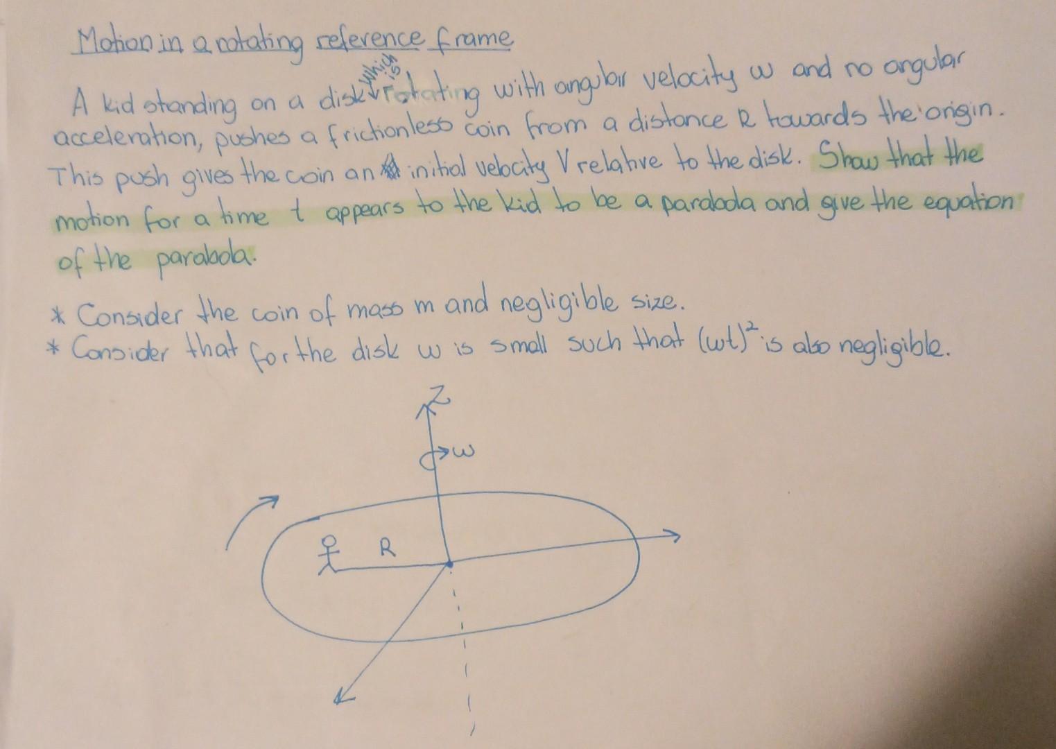 Solved Motion in a rotating reference frame A kid standing | Chegg.com