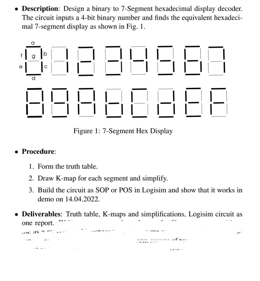 Solved • Description: Design a binary to 7-Segment | Chegg.com