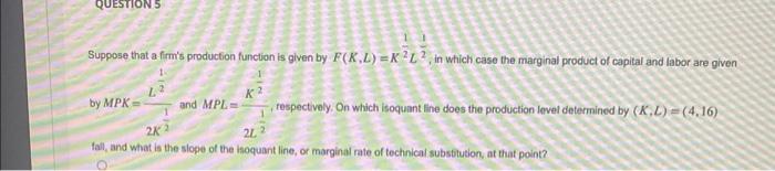 Solved Suppose that a firm's production function is given by | Chegg.com