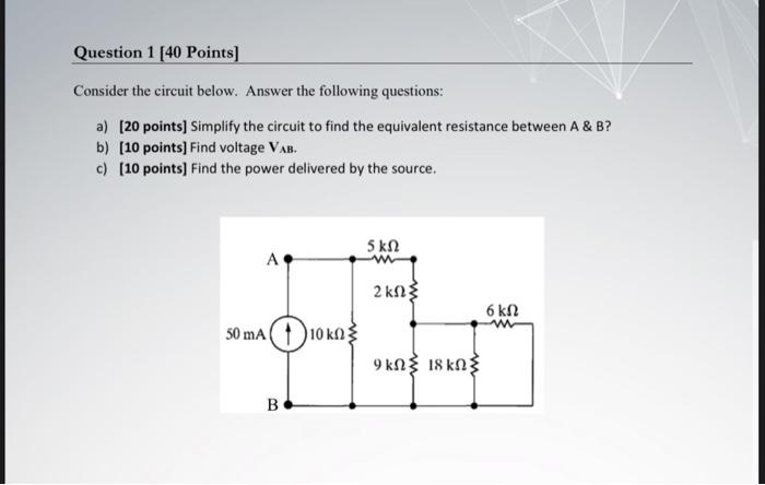 Solved Question 1 [40 Points] Consider the circuit below. | Chegg.com