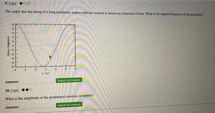 Solved The angle that the string of a long pendulum makes | Chegg.com