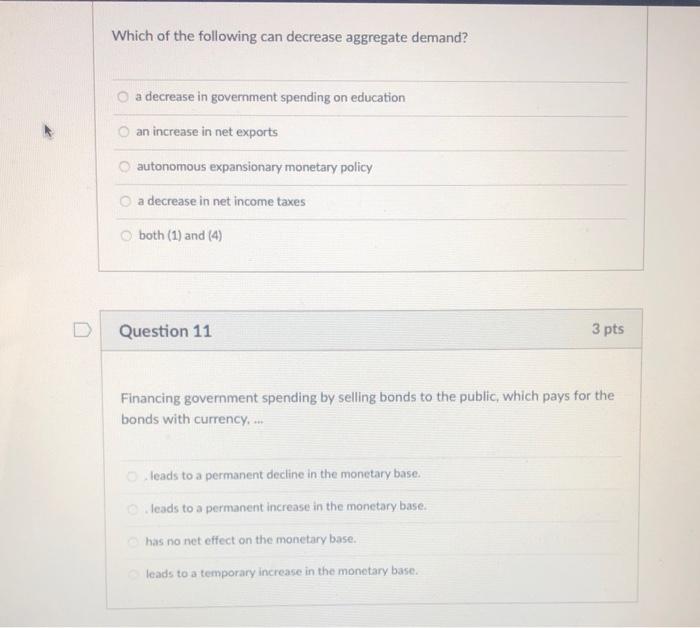 Solved Which of the following can decrease aggregate demand? | Chegg.com
