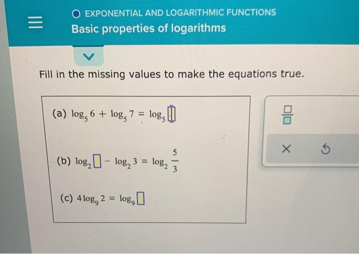 Solved O EXPONENTIAL AND LOGARITHMIC FUNCTIONS Basic | Chegg.com