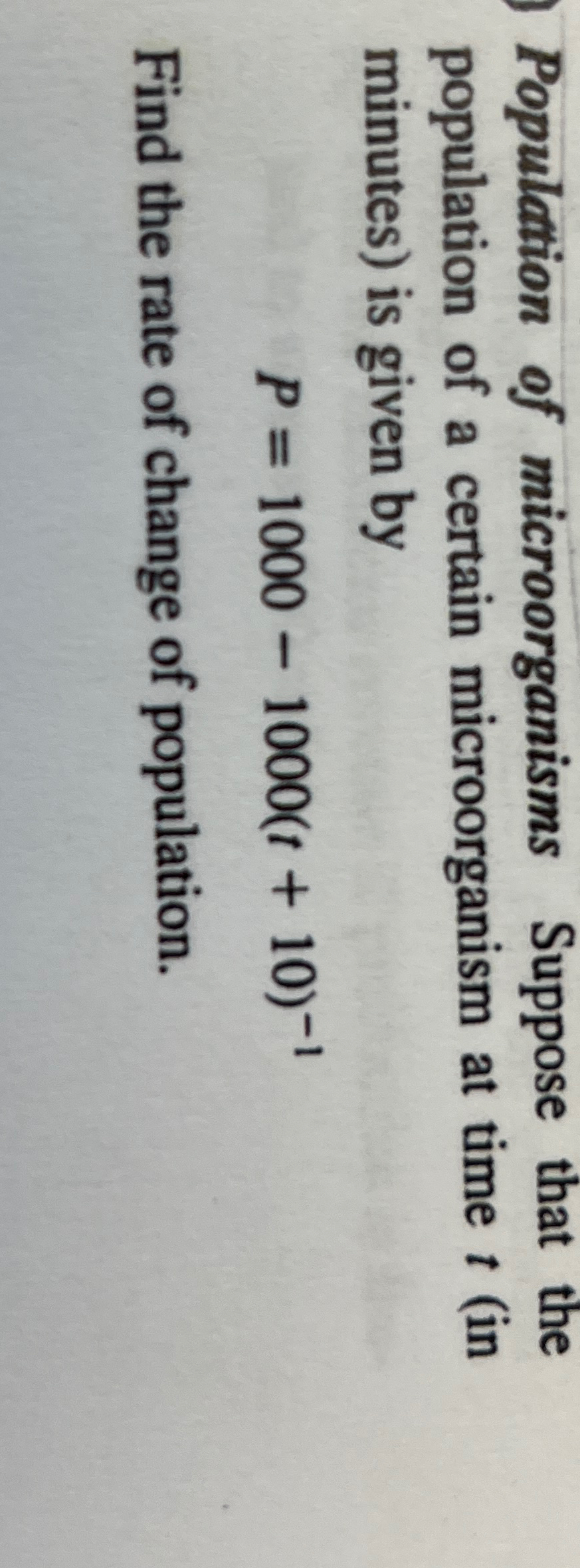 Population of microorganisms Suppose that the | Chegg.com