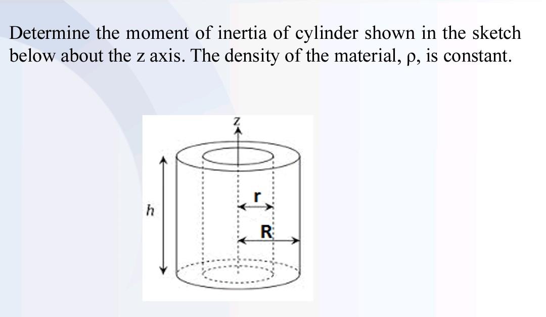 Solved Determine the moment of inertia of cylinder shown in | Chegg.com