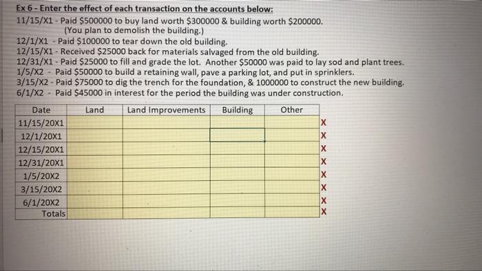 Solved - Ex 6 - Enter the effect of each transaction on the | Chegg.com