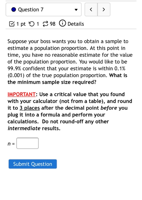 Solved Question 7 > 1 pt 51 398 Details Suppose your boss | Chegg.com