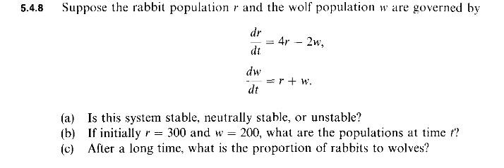 Solved 5.4.8 Suppose the rabbit population r and the wolf | Chegg.com