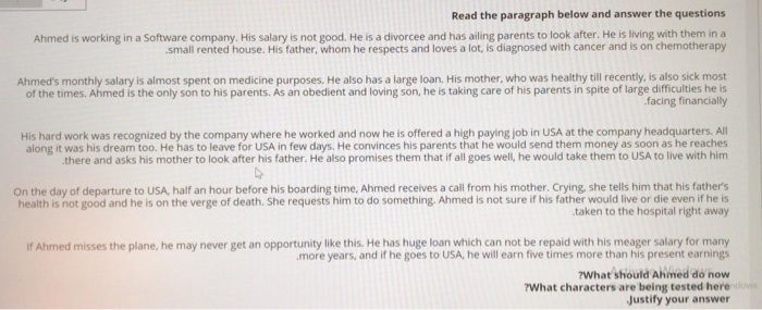 Solved Read the paragraph below and answer the questions | Chegg.com
