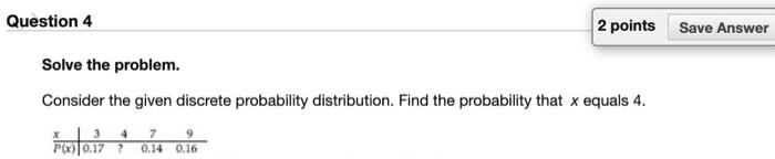 Solved Question 5 2 points Save Answer Solve the problem. A | Chegg.com