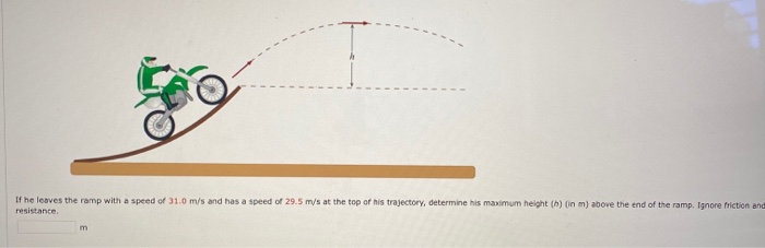 Solved 20 If He Leaves The Ramp With A Speed Of 31.0 M/s And | Chegg.com