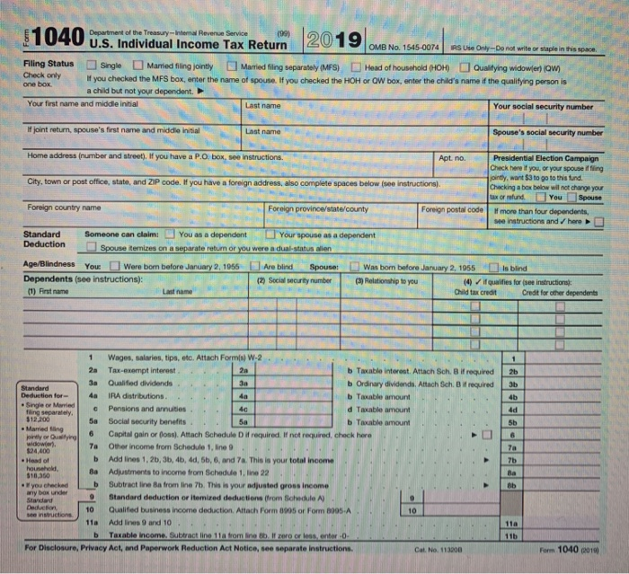 Tax Return Problem 5 - Individual Tax (after Chapter 