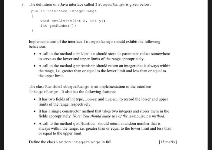 Solved 3. The definition of a Java interface called | Chegg.com