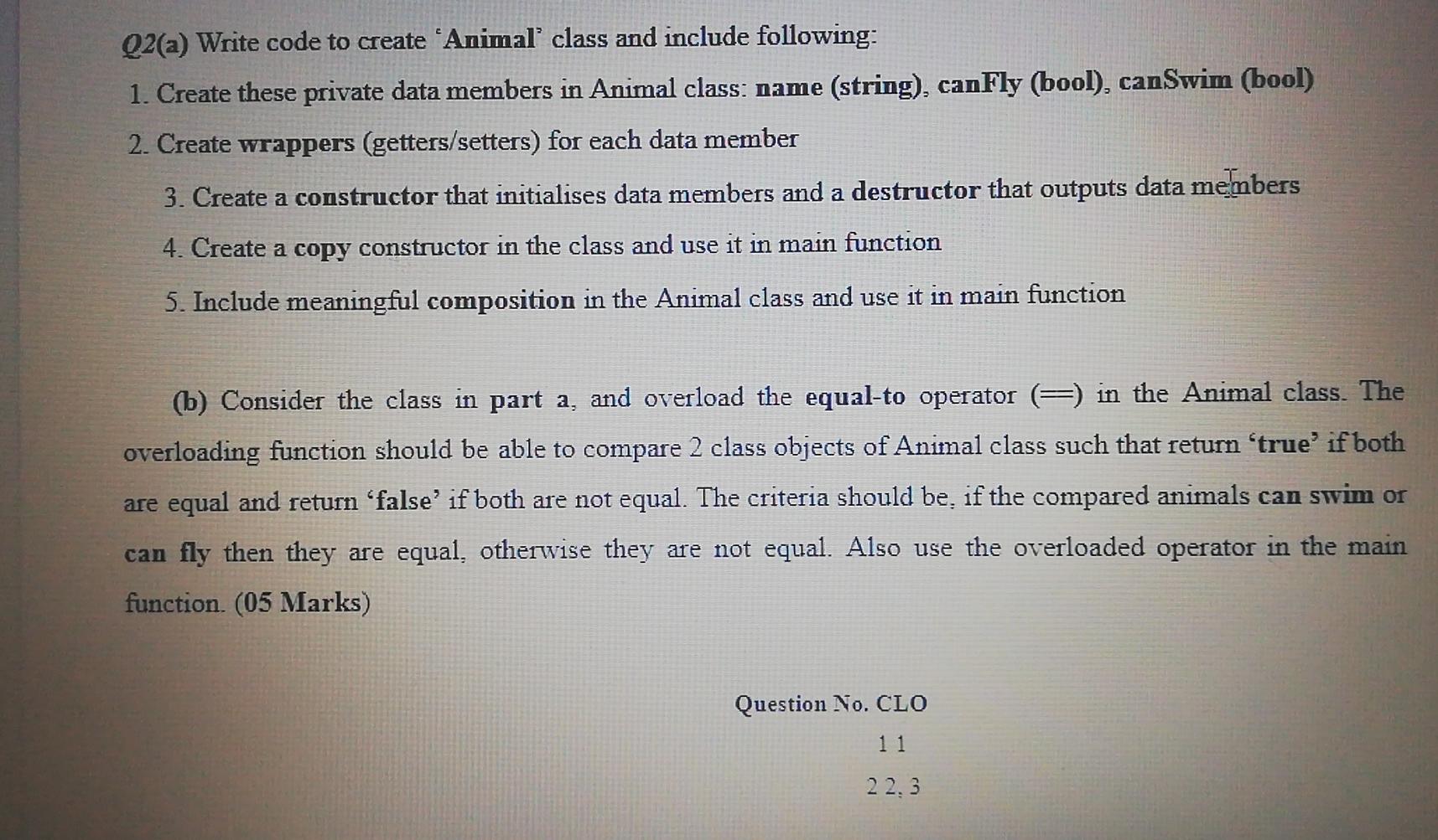 Solved Q2(a) Write code to create ‘Animal class and include | Chegg.com