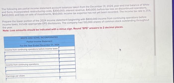 Solved The Following Are Partial Income Statement Account 5119