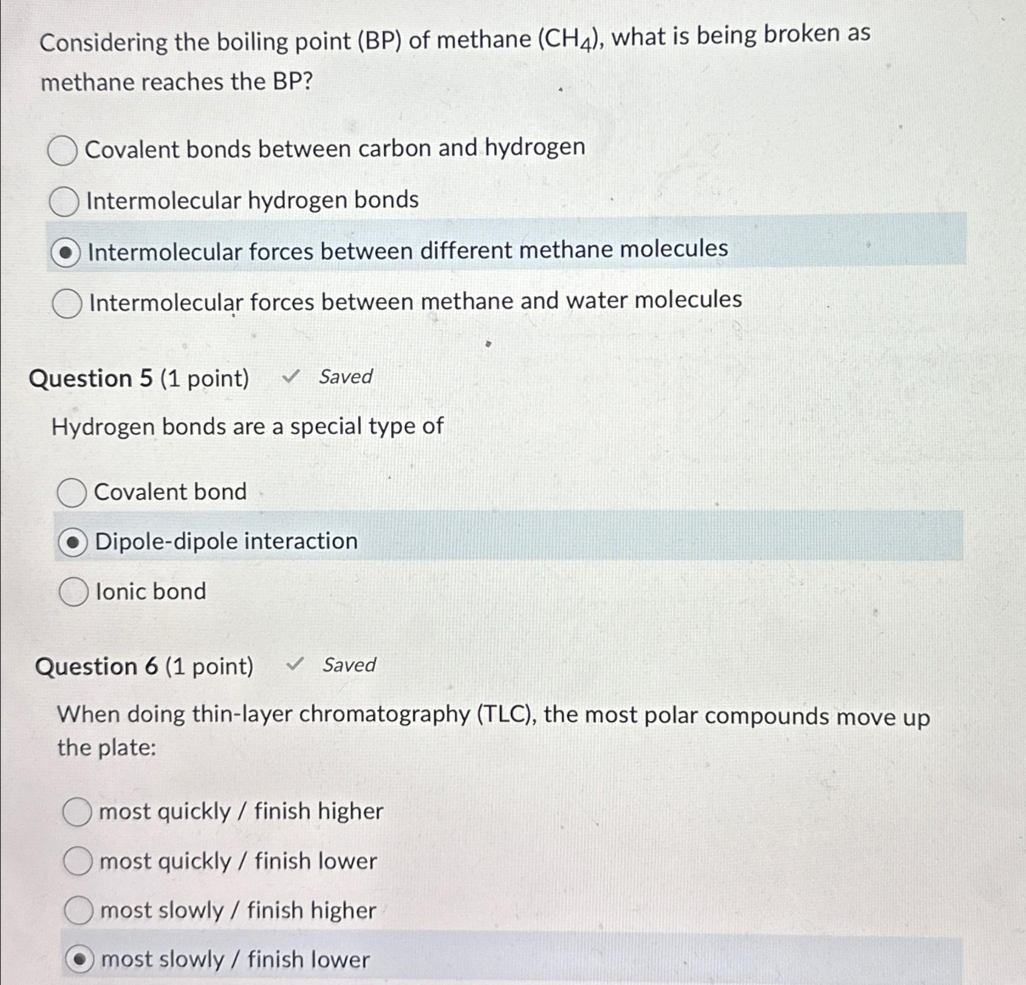 Solved Considering the boiling point (BP) ﻿of methane (CH4),