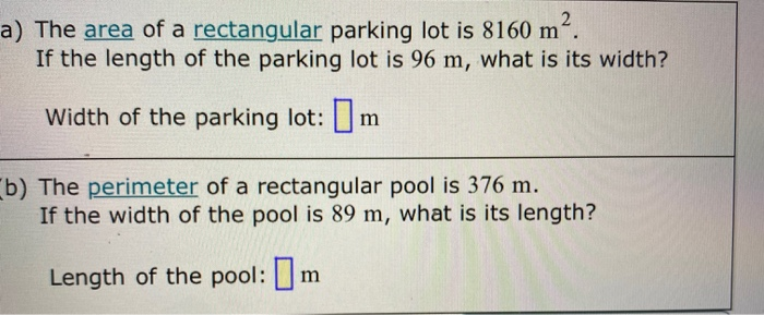 Solved a) The area of a rectangular parking lot is 8160 m². | Chegg.com