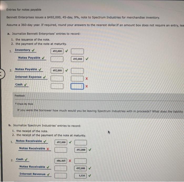 Solved Entries for notes payable Enterprises issues